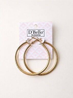 D’Bello Gold-tone Textured Hoop Earrings